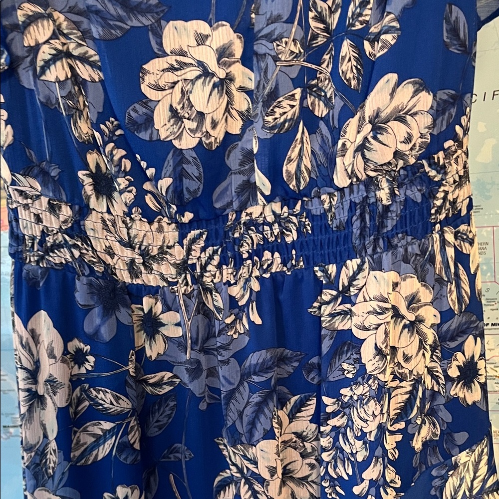 London Times Blue Floral High Low Dress - Picture 3 of 7